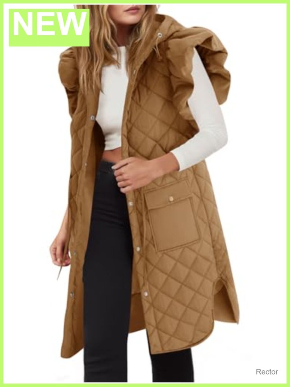 Womens Long Puffer Vest Hooded Quilted Sleeveless Winter Jacket